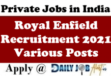 Royal Enfield Recruitment 2021