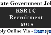 KSRTC Recruitment 2018