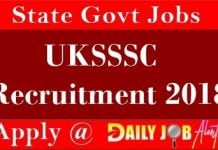 UKSSSC Recruitment 2018