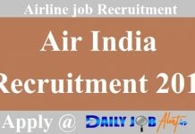 Air India Recruitment 2018 – Apply for various Posts Air India Recruitment 2018