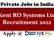Kent RO Systems Ltd Recruitment 2022