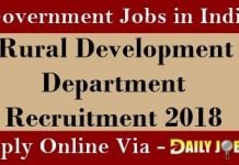 RDD Recruitment 2018 – Apply Online for 1953 Panchayat Sachib & Supervisor Posts. RDD Recruitment 2018