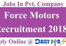 Force Motors Recruitment 2020 – Apply Online for various posts Force Motors Recruitment 2018