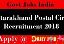 Uttarakhand Postal Circle Recruitment 2018