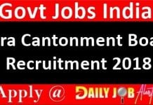 Agra Cantonment Board Recruitment 2018