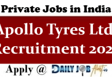 Apollo Tyres Ltd. Recruitment 2022