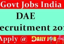DAE Recruitment 2018 : Apply Online For Upper Division Clerk, Driver, Work Assistant DAE Recruitment 2018