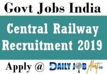 Central Railway Recruitment 2019 Apply For 463 various posts www.cr.indianrailways.gov.in Central Railway Recruitment 2019