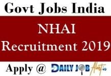 NHAI Recruitment 2019 – Apply 141 Posts www.nhai.gov.in NHAI Recruitment 2019