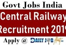 Central Railway Recruitment 2019 Apply 2167 Ticket Examiner, Points man, Track Maintainer, Supervisory Staff, Crane Operator Posts www.cr.indianrailways.gov.in Central Railway Recruitment 2019