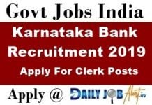 Karnataka Bank Recruitment 2019 Apply Online Clerk posts www.karnatakabank.com Karnataka Bank Recruitment 2019