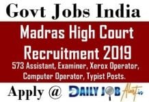 Madras High Court Recruitment 2019