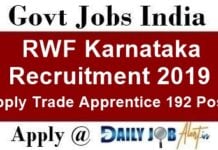 RWF Karnataka Recruitment 2019