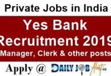 Yes Bank Recruitment 2020 Apply online Manager, Clerk & other posts www.yesbank.in Yes Bank Recruitment 2019