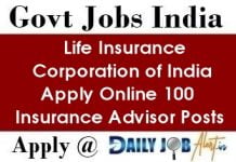 LIC Recruitment 2020 Apply Online 100 Insurance Advisor Posts www.licindia.in LIC Recruitment 2020