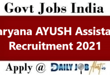 AYUSH Haryana Recruitment 2021