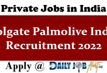 Colgate Palmolive India Recruitment 2022 – Apply Online For various posts. Colgate Palmolive India Recruitment 2022