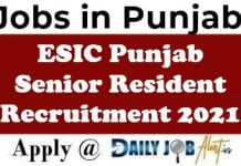 ESIC Punjab Recruitment 2021