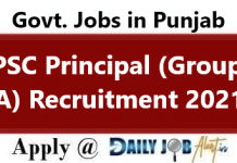 PPSC Recruitment 2021 Apply Online 119 Principal (Group –A ) Posts @ppsc.gov.in Principal (Group –A )