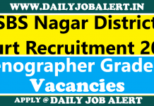 SBS Nagar District Court Recruitment 2021 – Apply For Stenographer Grade-III (Adhoc basis) Posts SBS Nagar District Court Recruitment 2021