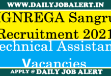 MGNREGA Sangrur Recruitment 2021 – Apply For Technical Assistant Posts MGNREGA Sangrur Recruitment