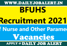 BFUHS Recruitment 2021 – Apply Online for 1068 Staff Nurse and Other Paramedical Posts BFUHS Recruitment 2021