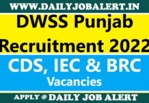 DWSS Punjab Recruitment 2022 – Apply for 88 BRC, IEC & CDS Posts