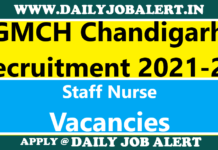 GMCH Chandigarh Recruitment 2021-22 : Apply Online for 182 Staff Nurse Posts GMCH Chandigarh Recruitment