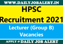HPSC Lecturer Recruitment 2021