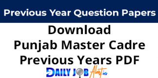 Download PDF Punjab Master Cadre Teacher Previous Papers