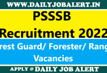 PSSSB Forest Guard Recruitment 2022 – Apply Online for 204 Posts @sssb.punjab.gov.in PSSSB Forest Guard Recruitment