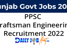 PPSC Draftsman Engineering Recruitment 2022