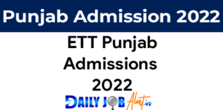 ETT Punjab Admissions 2022