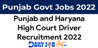 Punjab Haryana High Court Driver Recruitment