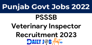 PSSSB Veterinary Inspector Recruitment 2023