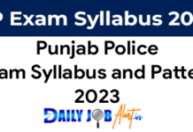 Punjab Police Exam Syllabus 2024 PDF Download Punjab Police Exam Syllabus 2023