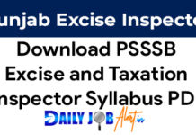 PSSSB Excise Inspector Syllabus 2023 PDF Download PSSSB Excise Inspector Syllabus 2023