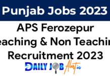 APS Ferozepur Recruitment 2023 – Teaching/ Non Teaching Posts apsferozepur.com aps ferozepur recruitment 2023
