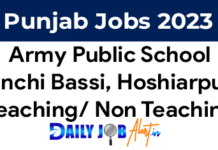 APS Unchi Bassi Recruitment 2023 Apply for Teaching/ Non Teaching Posts www.armyschoolunchibassi.org aps unchi bassi recruitment 2023