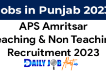 APS Amritsar Recruitment 2023