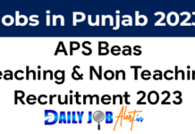 APS Beas Recruitment 2023 of Teaching and Non Teaching Posts APS Beas Recruitment 2023