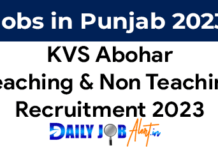 KVS Abohar Recruitment 2023 of Teaching and Non Teaching Posts KVS Abohar Recruitment 2023