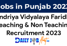 KVS Faridkot Recruitment 2023 Teaching and Non Teaching Posts KVS Faridkot Recruitment 2023