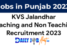 KVS Jalandhar Recruitment 2023 Teaching and Non Teaching Posts KVS Jalandhar Recruitment 2023