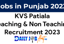 KVS Patiala Recruitment 2023 of Teaching and Non Teaching Posts KVS Patiala Recruitment 2023