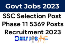 SSC Selection Post Phase 11 Notification 2023