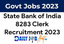 SBI Clerk Recruitment 2023 of 8283 Posts.Notification Out Apply Online sbi clerk recruitment 2023