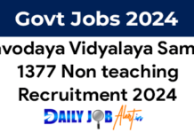 Navodaya Vidyalaya Non Teaching Recruitment 2024 of 1377 Posts. NVS Non Teaching Recruitment 2024