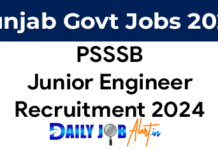 PSSSB JE Recruitment 2024 Notification and Application Form PSSSB JE Recruitment 2024