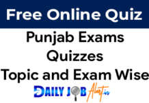 Free Online Quiz for all Punjab Exams – Topic Wise and Exam Wise Free Online Quiz for all Punjab Exams